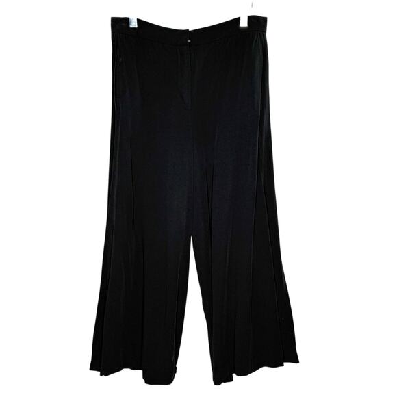 COS Womens Wide Leg Wool Blend Trouser Pants Cropped Pleated US14 Black - Picture 1 of 10